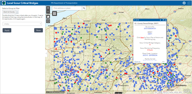 PennDOT’s Local Scour Critical Bridge Map