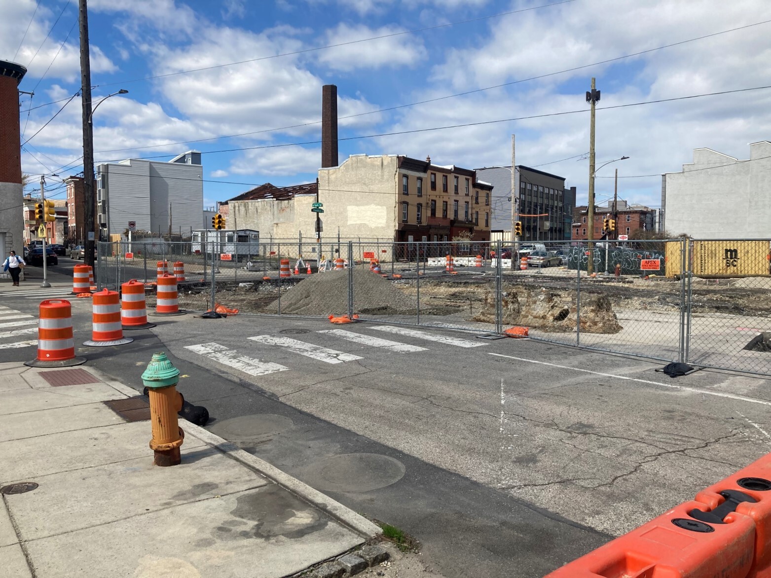Roundabout construction, April 2021