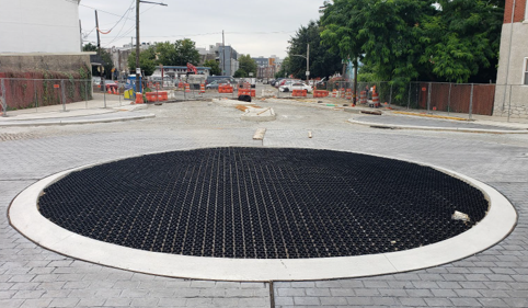 Central island during construction