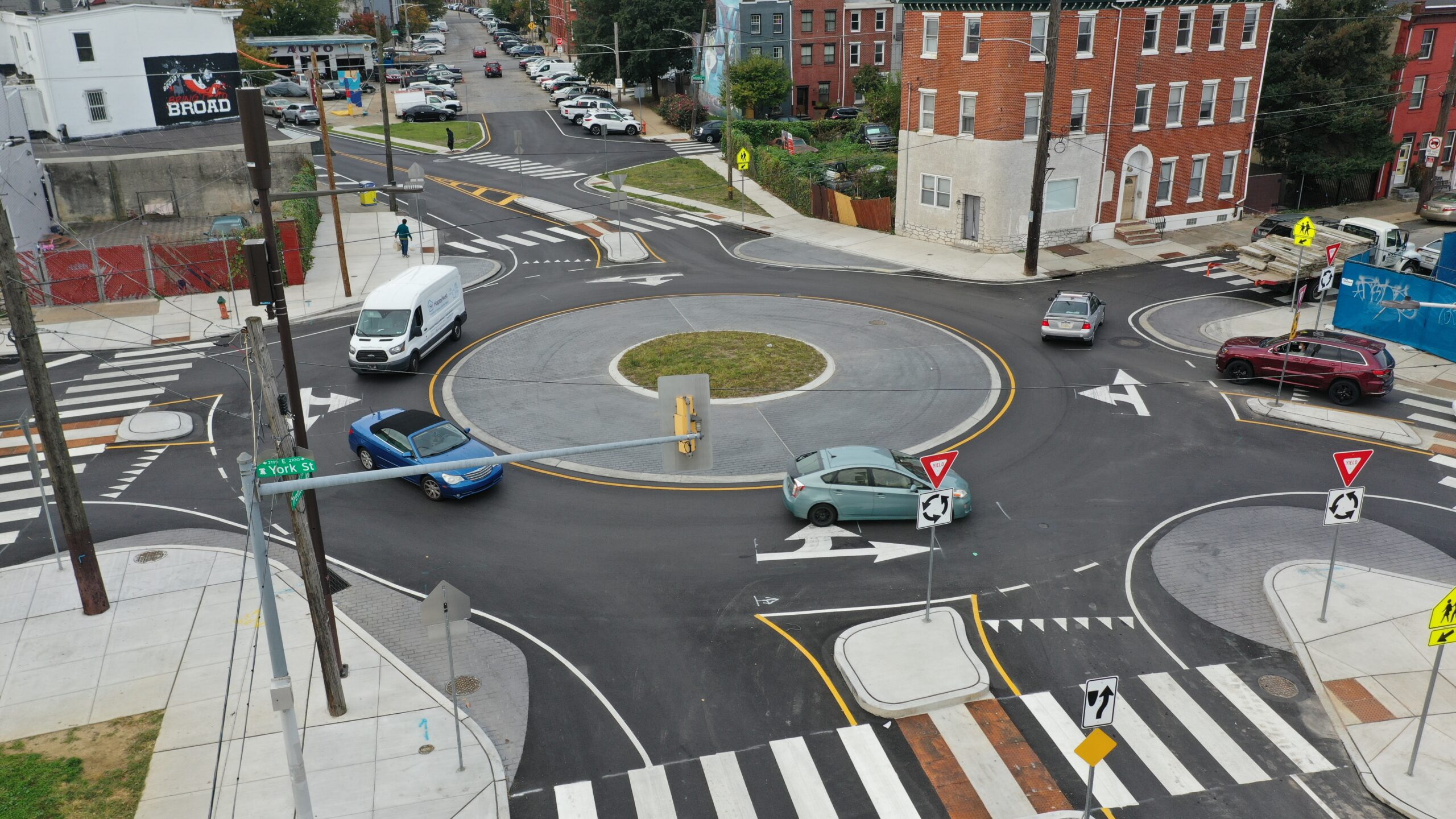 Aerial view of the Frankford, Trenton and York Roundabout