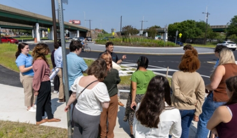 Interns visit the completed Penrose roundabout project.