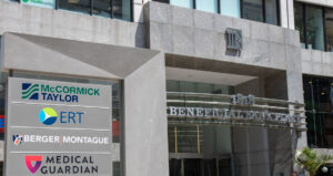 An entrance to McCormick Taylor's Philadelphia headquarters.