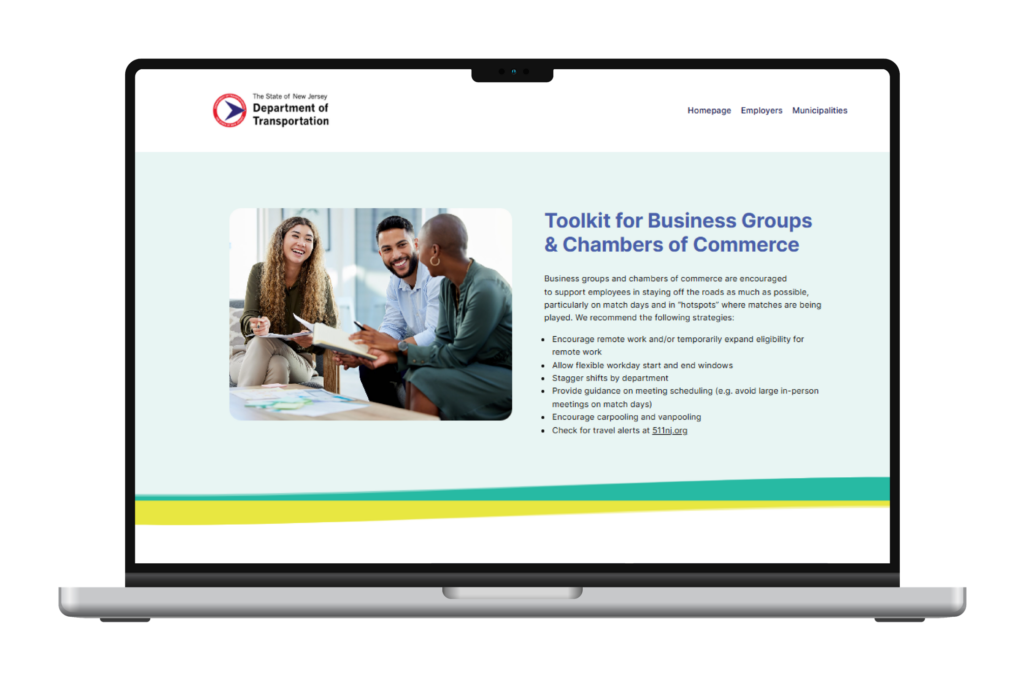 NJDOT Business Toolkit web page for the FIFA World Cup