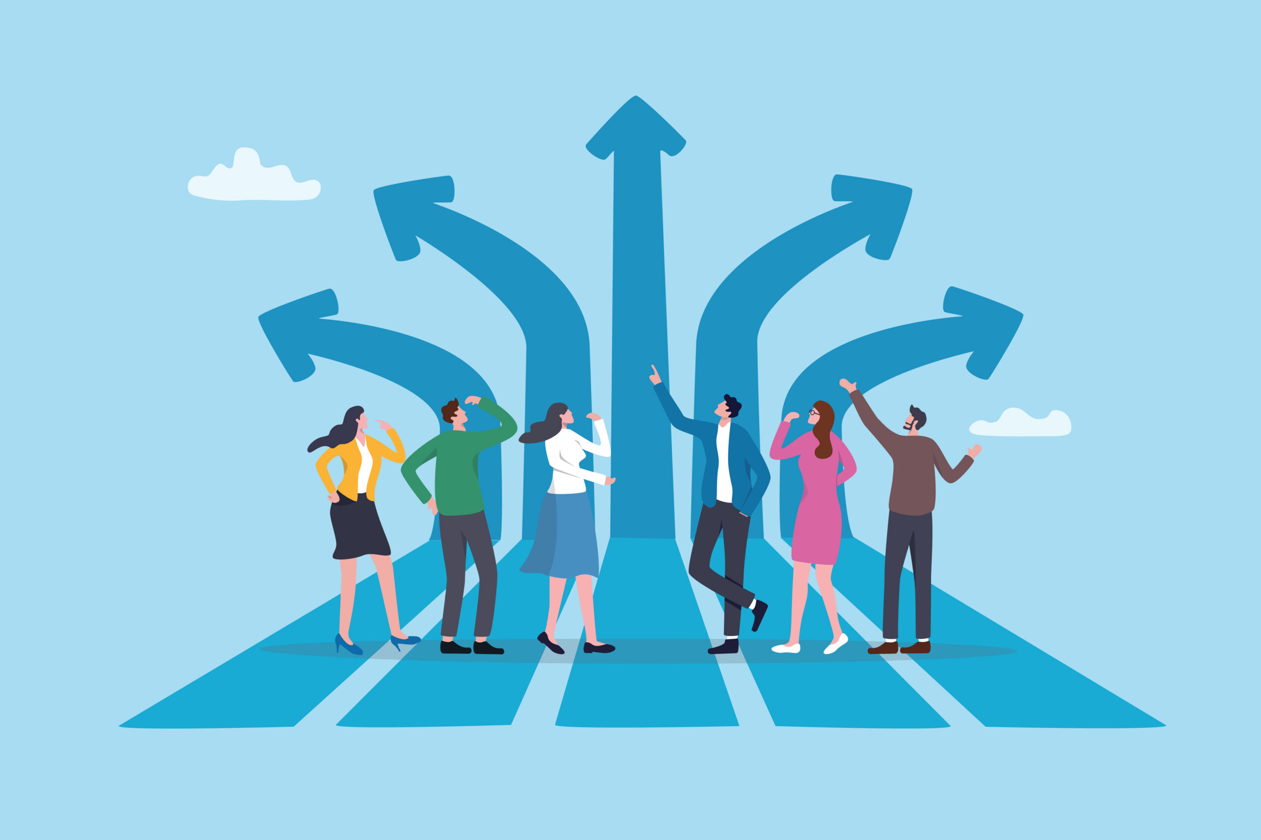 Employees considering various career paths